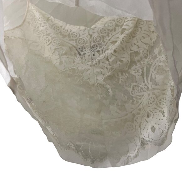 Robert Rodriguez Womens Cream Silk Chiffon Inner Lace Sleeveless Top Blouse 2 - Picture 2 of 5